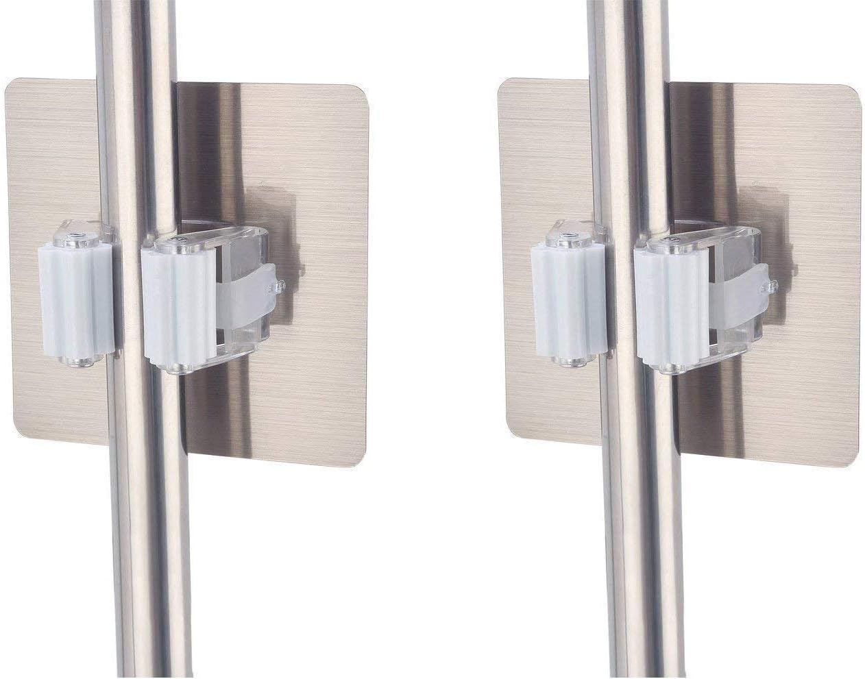 Seven Moon Self-Adhesive Wall Mounted Mop and Broom Brush Umbrella Holder Organizer Bracket Hanging Rack Suction Clip Hooks ; Standard Size Random Color- Pack of 2