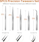 TOWOT Precision Tweezers Stainless Steel Pointed for Electronics Craft Jewelry view 4
