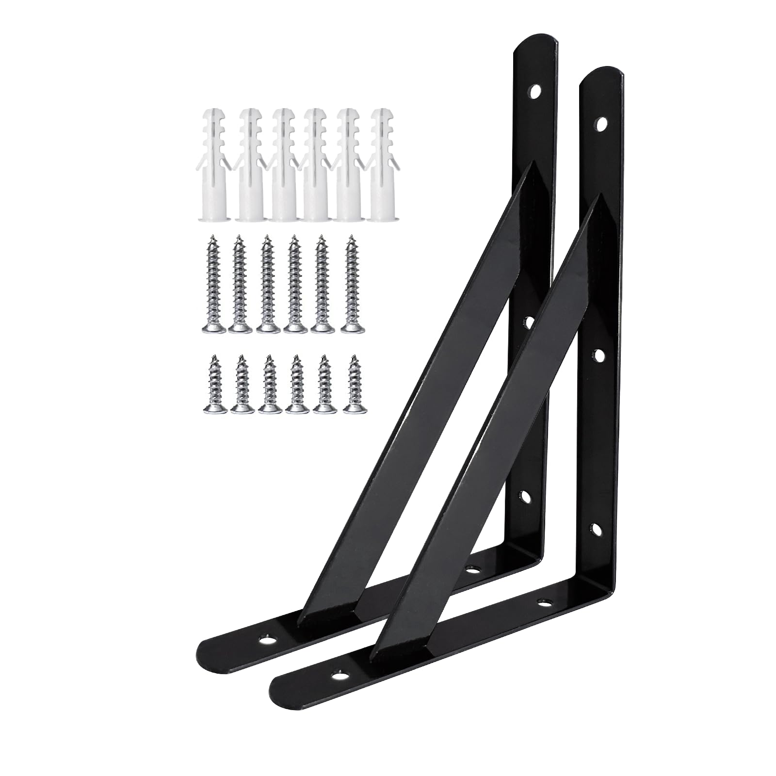 Photo 1 of Shelf Brackets 16 Inch, Heavy Duty Shelf Brackets 10 Inch, Black Powder-Coated Hidden Wall Mount L Steel Wall Brackets for Shelves
