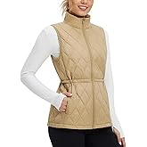 baleaf Women's Puffer Drawstring Vest Lightweight Winter Warm Stand Collar Quilted Golf Vests Water Resistant Zip Pockets