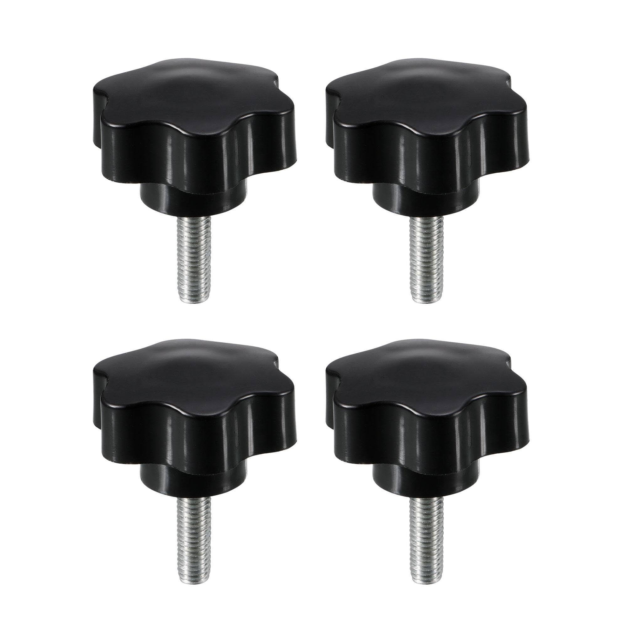 uxcell Clamping Screw Knob, 48mm Dia Plum Hex Shaped Grips Star Knob M8 x 25mm Male Thread, 4pcs