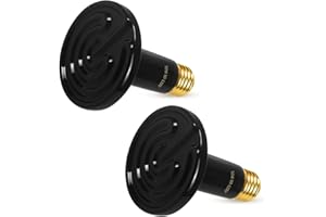 CRLight 2-Pack 50W Ceramic Heat Emitter Infrared Heat Lamp Bulb for Reptiles Amphibians Pet Brooder Coop Chicken Lizard Snake