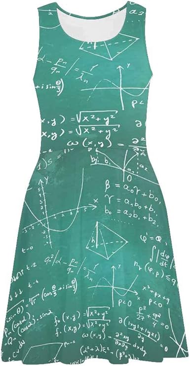 Amazon Com Interestprint Women S Sleeveless Beach Tank Dresses Math Board Scoop Neck Flared Sundresses M Clothing