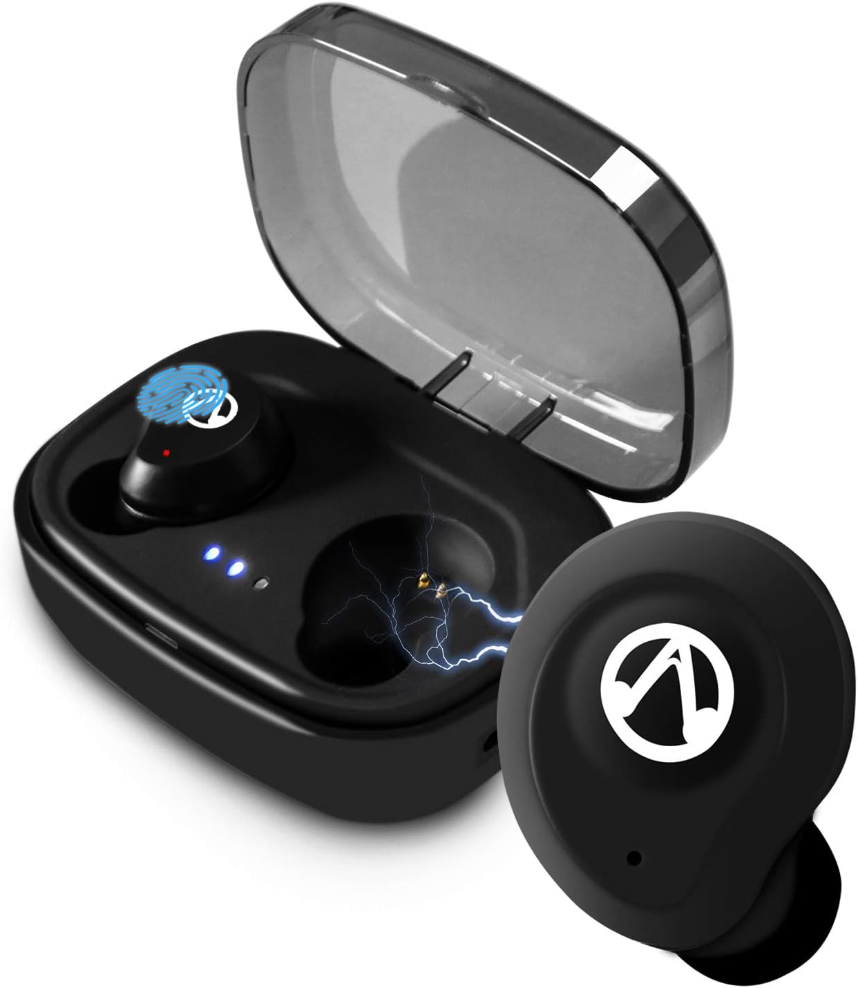 True Wireless Earbuds - Latest Bluetooth 5.0 Mini in Ear Headphones 3D Stereo Sound, 18H Play Time, SweatProof Sports Earphones Headset, Built in Microphone & Dual Speakers for Phone Calls