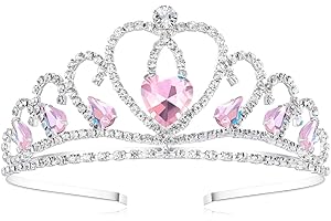 Lovelyshop Enchanting Pink Heart Tiara for Little Girls - Multi-Layered with Sparkling Pink Diamonds, Ideal for Princess Part
