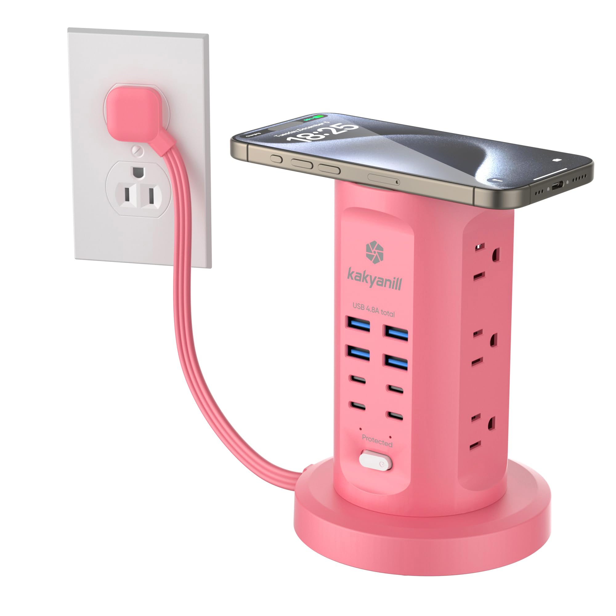 Power Strip Tower, kakyanill Charging Station 9 AC Outlets 8 USB Ports
