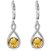 Seiyang Birthstone Dangle Drop Earrings 925 Sterling Silver Infinity Birthstone Earrings Valentine's Day Jewelry Gifts for Women Girls