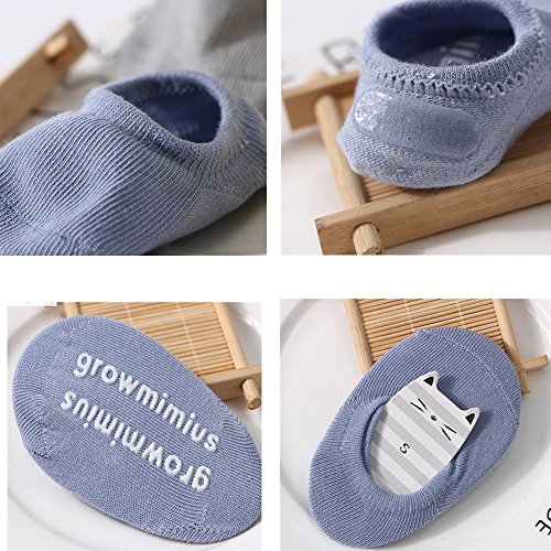 QICI Baby Crawling Anti-Slip Knee and Anti Slip Socks,Unisex Baby Toddlers Knee Pads 5 Pairs, Soft Cotton Assorted Boys Girls Grip Walkers Socks 3 Pairs,Best Infant Gift. (8 Pack) - Thumbnail 5
