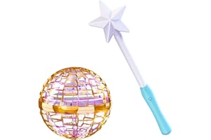 ATHLERIA Gold Flying Orb Ball with Wand,Cool Stuff Gadgets Christmas Birthday Gifts Toys for Boy Girl Teens 6 7 8 9 10+ Year Old, Hover Boomerang Mini Drones for Kids,Flying Spinner