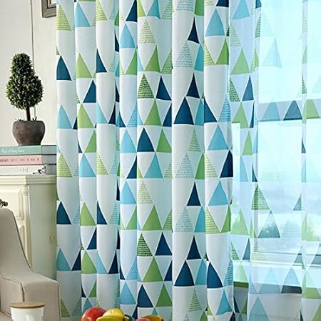 adaada Dreieckstil Kinder Vorhänge Junge,Kinderzimmer Vorhänge Jungen,Halb Verdunkelungsvorhänge,2er Set(175X100cm,Grün)