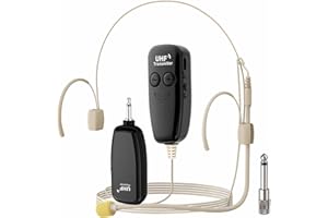 Wireless Headset Microphone, UHF Skin Tone Head Mic Speaker System, Beige Professional Voice Amplifier Microphones, with 164f