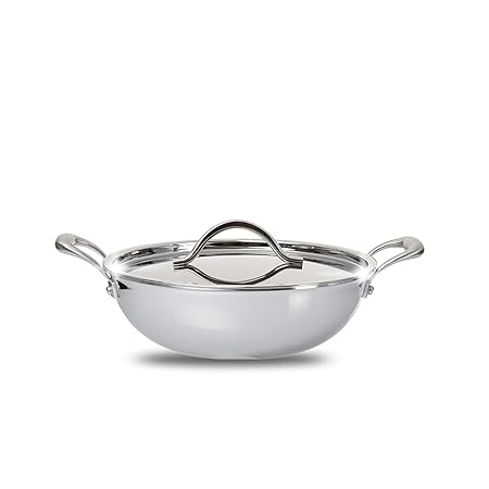 Fackelmann Triply Stainless Steel Kadahi with Designer Lid- 24 cm, 2.50 LTR