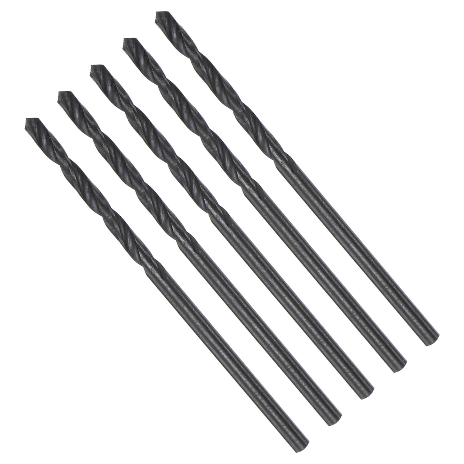 CoCud Twist Drill Bits, 1.9mm Cutting Diameter 0.07" Shank, High-Speed Steel Black Oxide Coating Jobber Bit Set (Applications: for Metal Wood Plastic), 5-Pieces