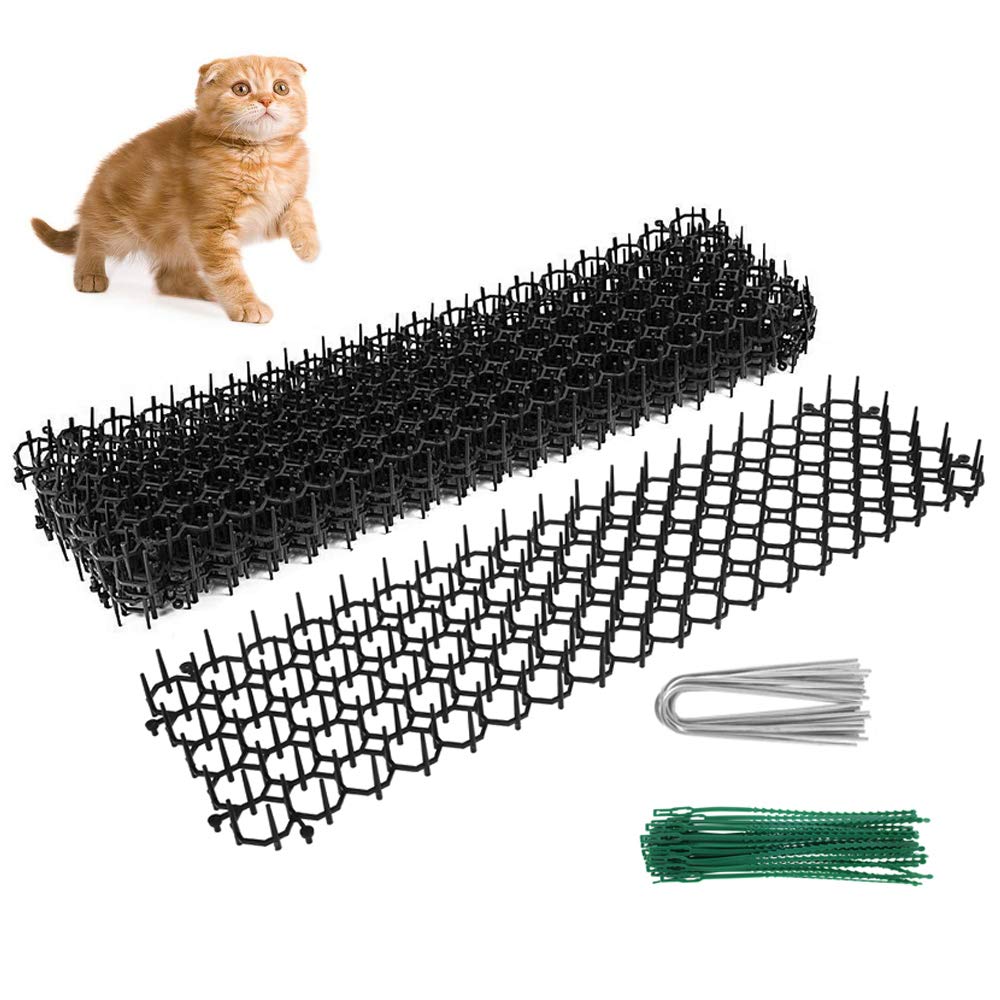 N/U 6 Pcs Prickle Strip Dig Stopper,Cat Scat Mat with Spikes 4.9m Cat Repellent Deterrent Mat Anti Cat Mat for Cat Dog Animal Indoor Outdoor Garden Fence (6Pcs)