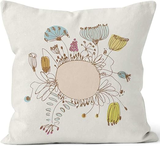 Amazon Com Hand Drawn Banner With Round Frame Sack Burlap Pillow