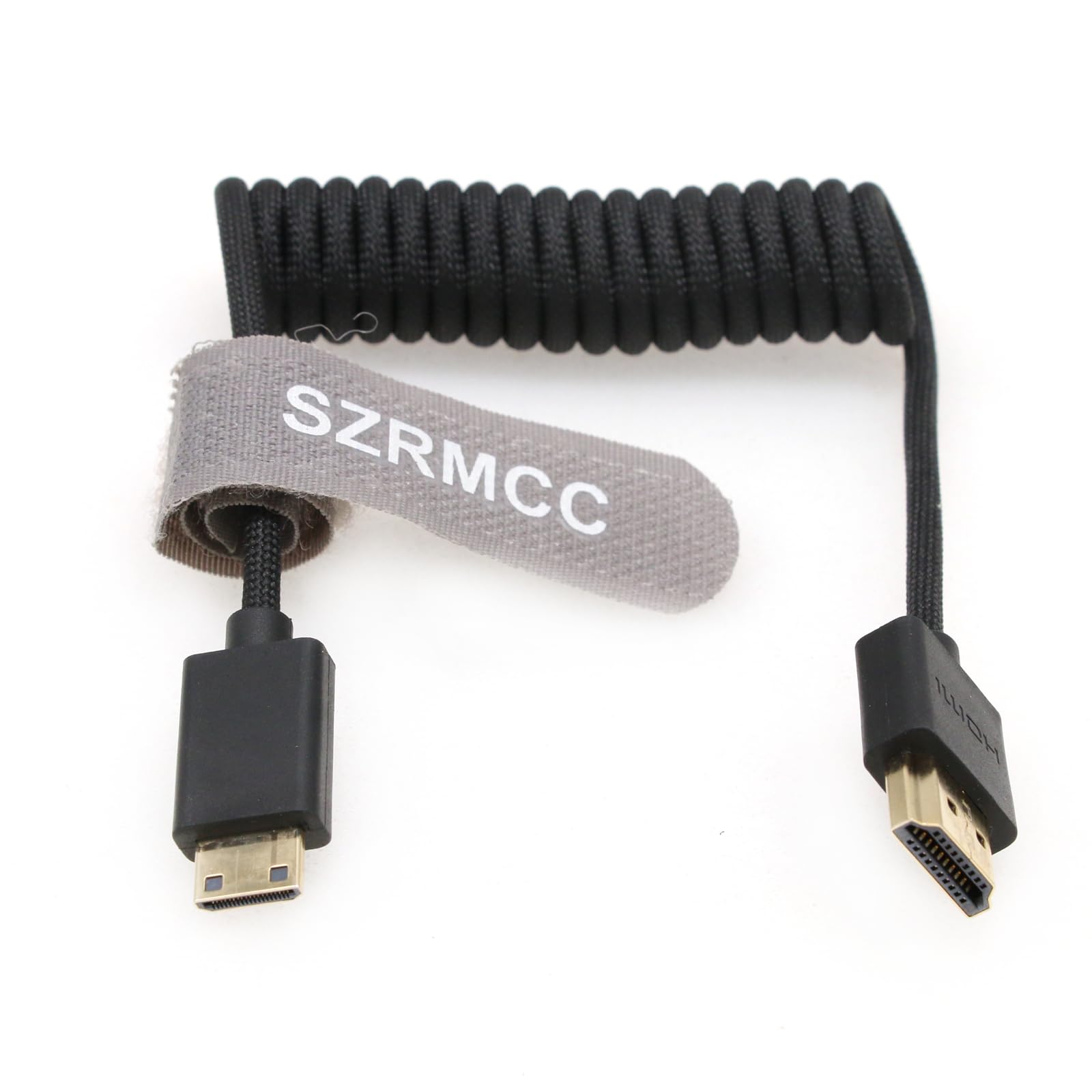 SZRMCC HDMI to Mini HDMI 8K 2.1 Ultra High Speed Coiled Braided Cable for Sony CX7,A7 II,A7S II, Canon EOS 70D/80D, Nikon D500,D7500,Z6/Z7 Pan-asonic Lumix Fuji Camera