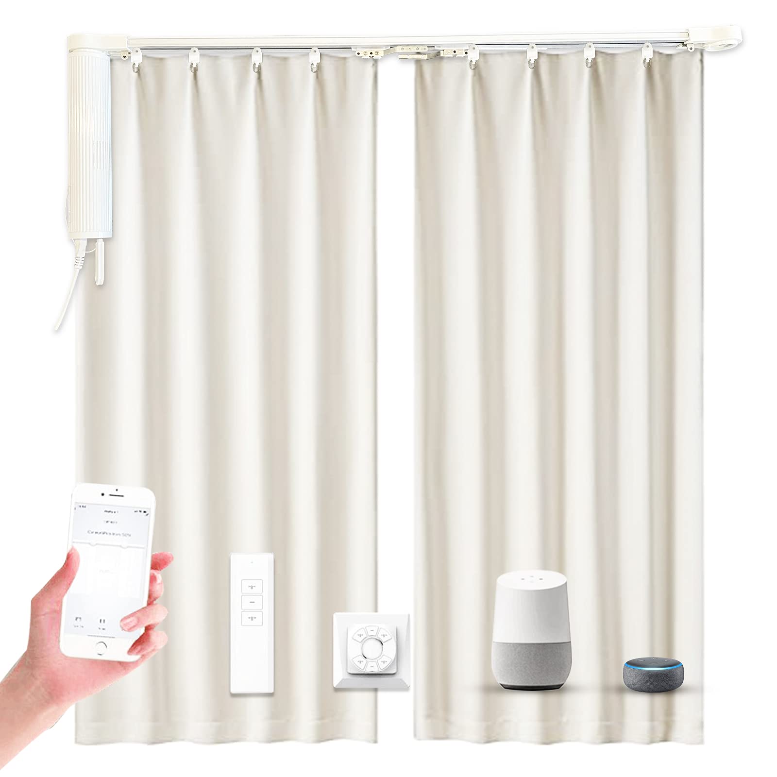 Olide DIY Wifi Smart Automatic Curtain Motor Track System,Automatic curtains motor,automatic blinds tracks, length can be customized(5.2m track)