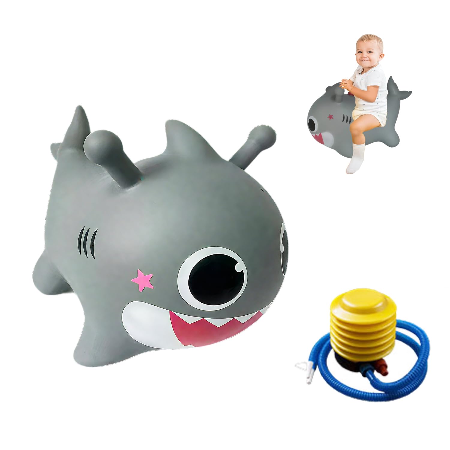 Animal Hopper for Toddler，Shark Jump Hopper for Kids, Bouncy Horse Hopping Toy, Ride on Kids Children's Fun Toy Gift Hop Along Yard Indoor Outdoor Ride On Toys For 2 3 4 5 year old