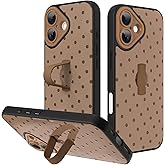 KANGHAR Compatible with iPhone 17 Case Brown Dot Pattern Cute Wristband Stand Phone Cover for Women Girls Men Shockproof Slim Protective Cover Phone 17 6.1 Inch