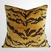 ArogGeld Tiger Pillow Velvet Chinoiserie Pillow Covers Animal Print Tiger Farmhouse Cushion Cover 20x20in Pillow Case Asian Eurosham Accent Toss Pillowcase Rustic Decor for Sofa Living Room Bedroom