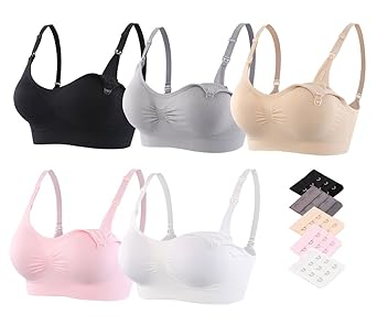 Srizgo Still BH Damen 2er / 5er Pack Schwangerschaft Still-BHS zusätzlichen BH-Verlängerungen Ohne Bügel Nahtlose Tag und Nac