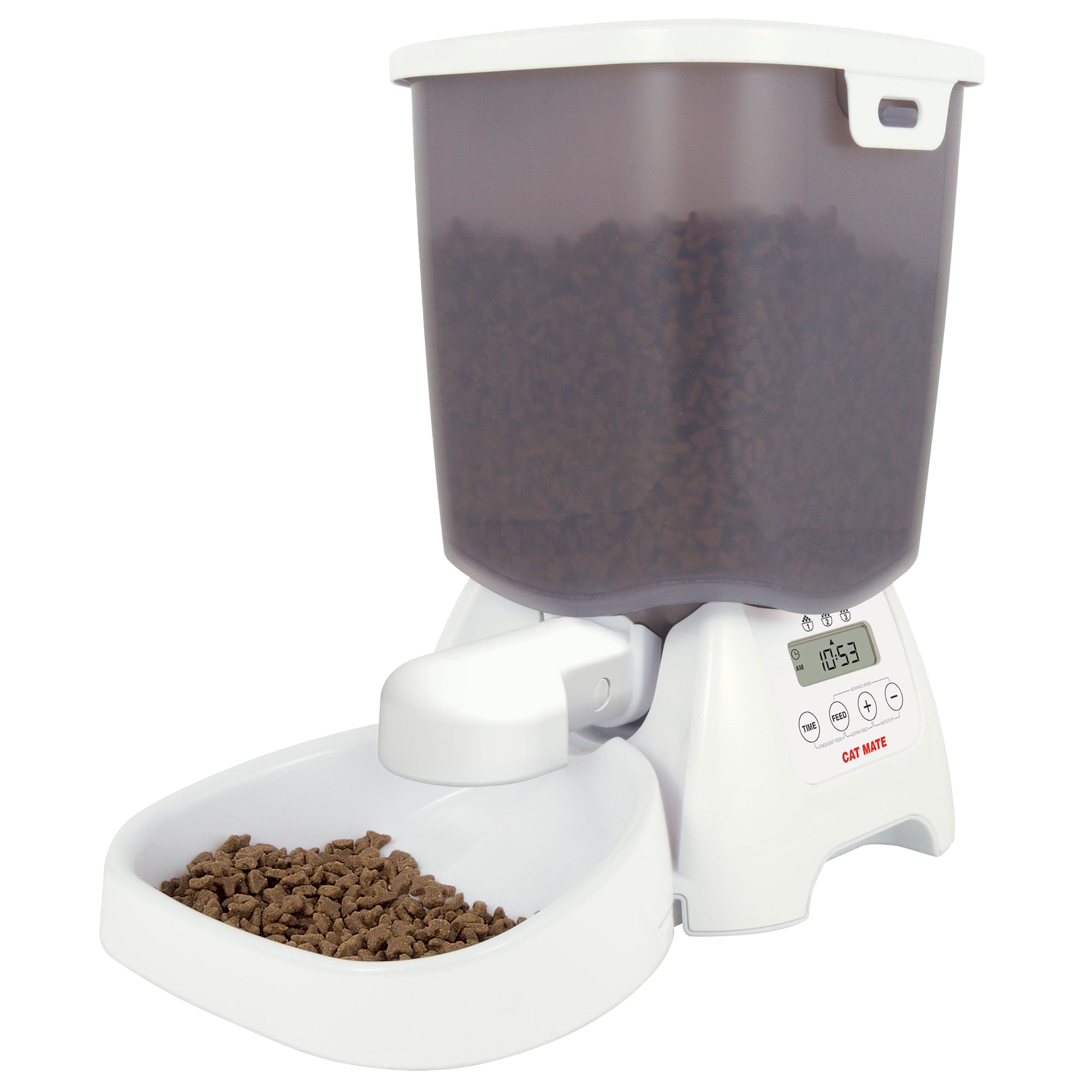 Cat Mate C3000 Automatic 3 Meal Pet Feeder with Digital Timer (347) - For Cats and Small Dogs, Suitable for Dry Pet Food, 3 Kg Hopper, White
