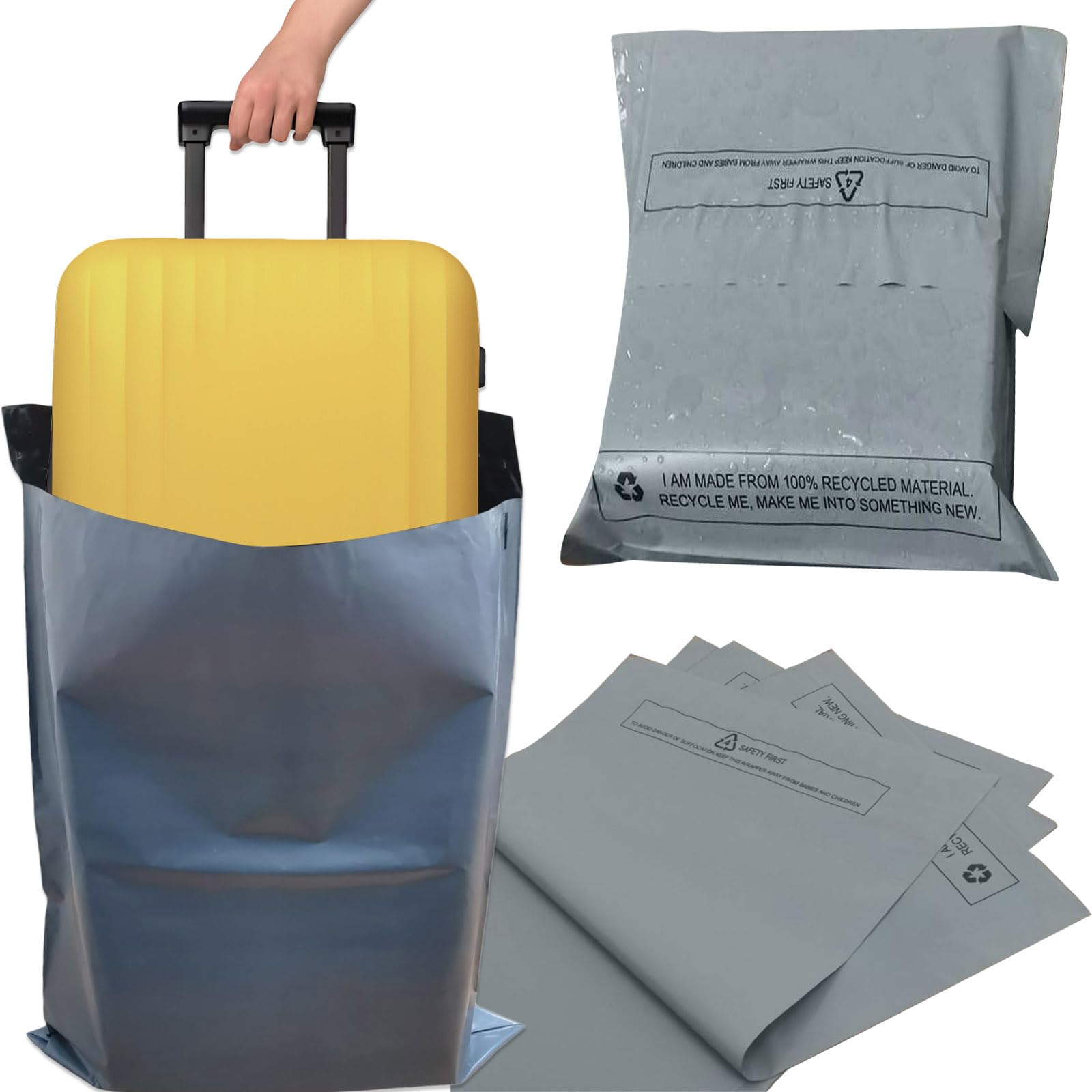 Capra Falconeri 24 x 36 Inch (5) Large Postage Bags Large Mailing Bag for Posting Clothes - Parcel Shipping Mail Postal Delivery Packaging Bags - 5 Big Grey Mailer
