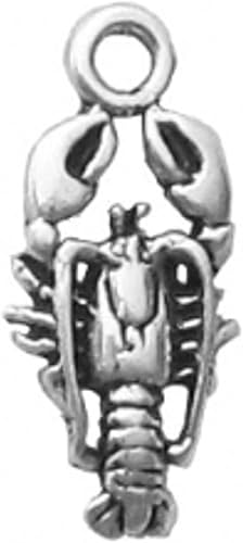 Sterling Silver Womens 1mm Box Chain Small Lobster Or Crawfish Pendant Necklace