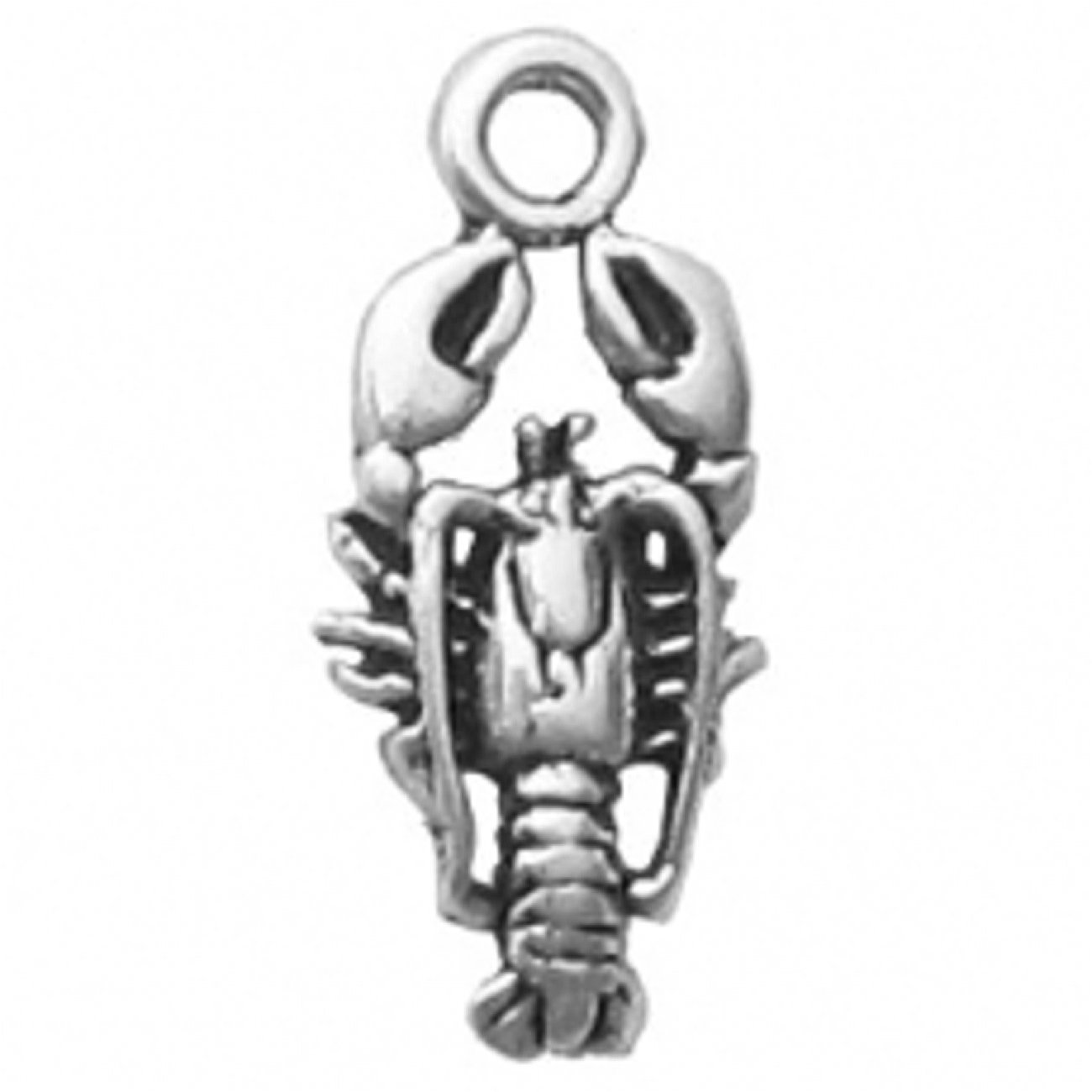 Sterling Silver Womens 1mm Box Chain Small Lobster Or Crawfish Pendant Necklace