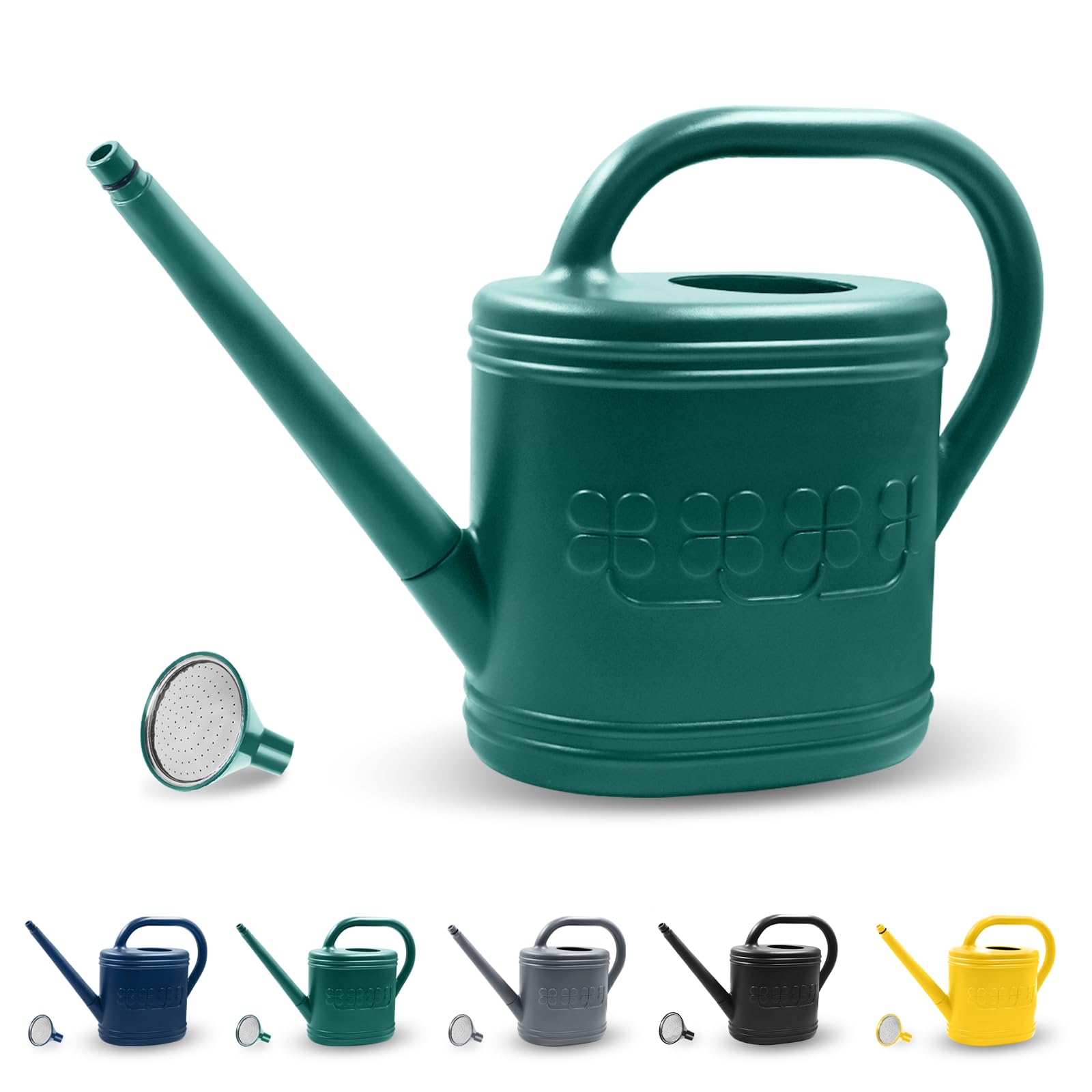View 1 of 2 Gallon Watering Can, Outdoor Watering Can for Plants, Garden Water Can with Removable Long Spout and Stainless Steel Sprinkler Head, Large Water Can for Greenhouse (Dark Green, 2 Gallon)