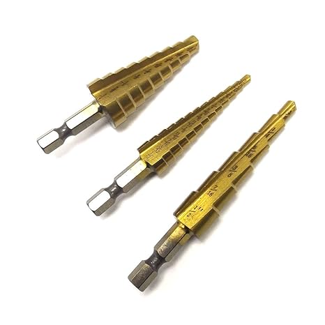 Generic Ax1PCS : HSS Titanium Coated Straight Flute Step Drill Bits Essential Hardware Tool Pagoda Drill Bit Set wood tool brocas para metal Tool