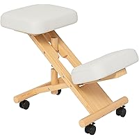 HOMCOM Ergonomic Kneeling Chair, Rolling Desk Stool with Solid Rubberwood Frame, Posture Chair for Office, Posture Correction