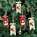 PartyTalk 12pcs Christmas Wooden Ornaments Rustic Snowman Santa Xmas Tree Hanging Wood Sled for Christmas Tree Decorations