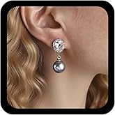 Allereyae Boho Crystal Pearl Dangle Earring White Pearls Earring Silver Cz Teardrop Earrings Gemstone Waterdrop Earring Wedding Prom Jewelry for Women
