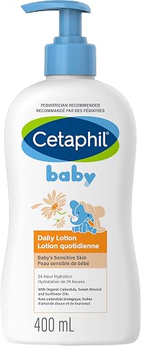 Cetaphil Baby Daily Lotion with Organic Calendula - 24hr Hydration - Sweet Almond and Sunflower Oils - 400ml Pump