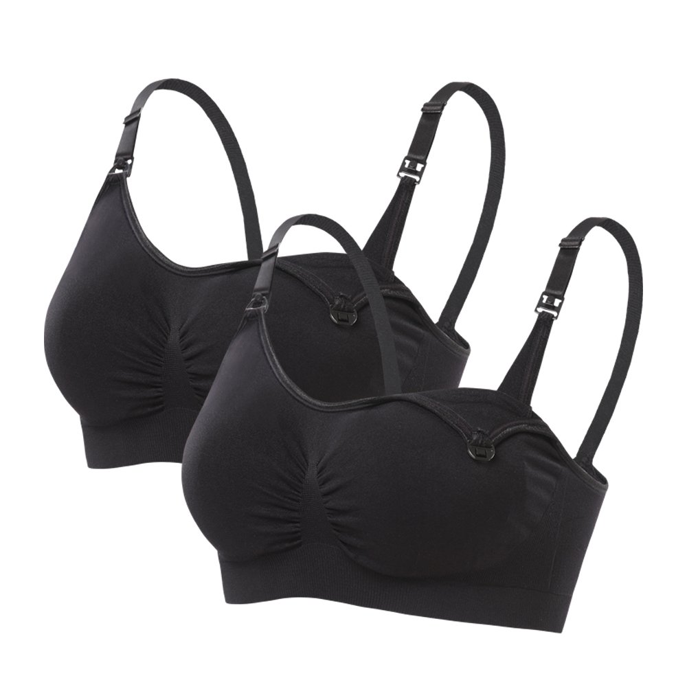 LYSHION 2-Pack Nursing Bra - Full Bust Seamless Nursing Maternity Breastfeeding Bras with High Elasticity and Width Adjustable