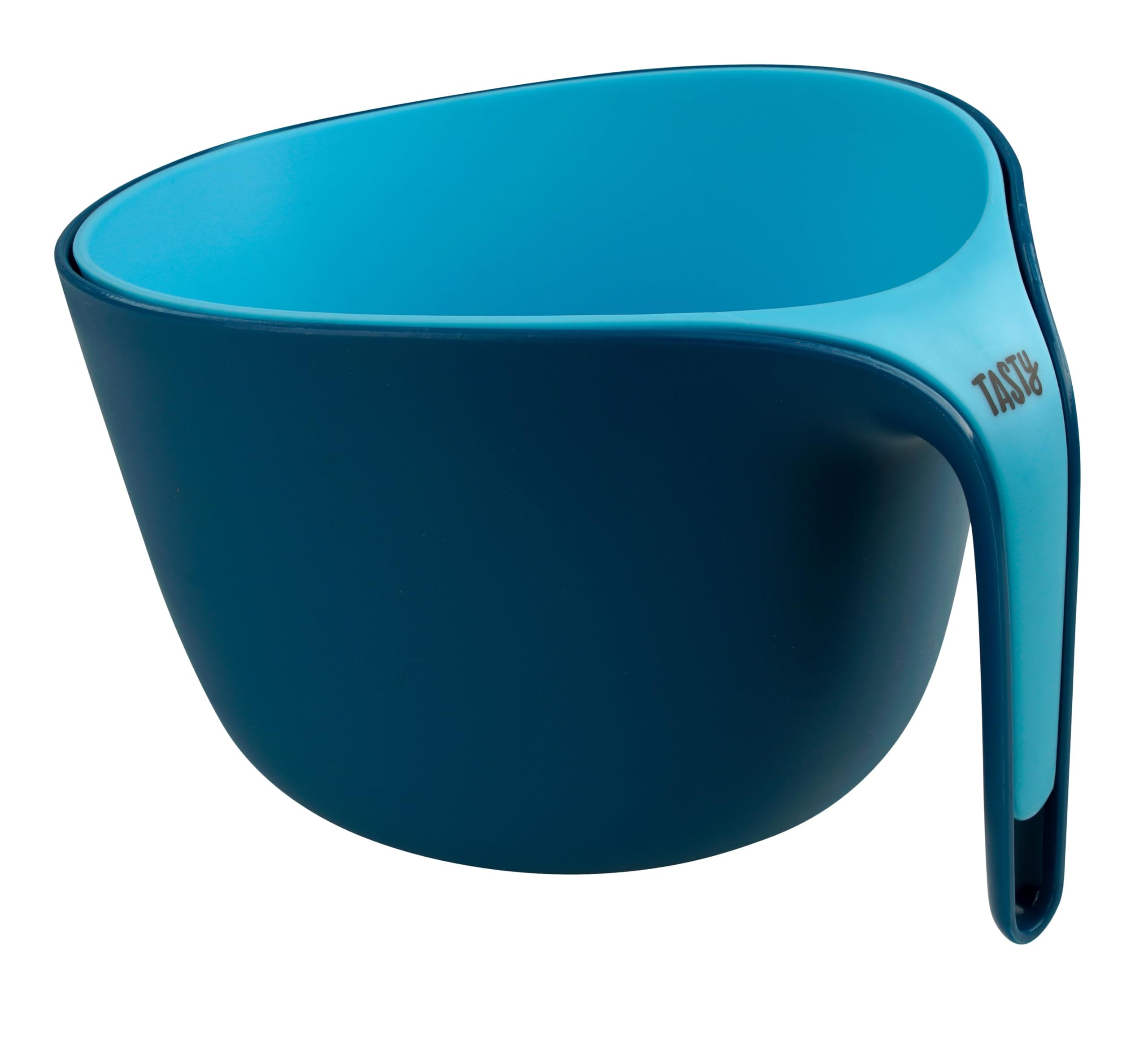 Tasty 2-Piece Plastic Colander with Container, Sieve Strainer, Colander Drainer with Mixing Bowl, Perforated Strainer, Dishwasher Safe, Dimensions, 26x24x17cm, Colour, Light & Dark Blue