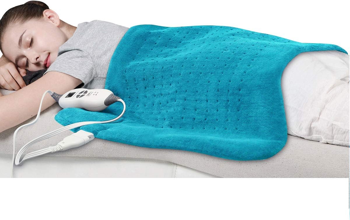 Tech Love XXL Electric Heating Pad for Neck Shoulder and Back Pain Relief with Fixation Strap Moist Heat Pad with Auto Shut Off Extra Large 20'' x 28'' - Maya Blue: Health & Personal Care