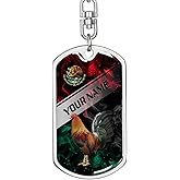 MAPrints Personalized Name Mexico Keychain, Mexican Eagle Keychain Gift, Mexican Rooster Keychain, Mexico Flag Gift Keychain