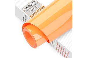 CAREGY Iron on Heat Transfer Vinyl Roll HTV (12''x5',Light Orange)
