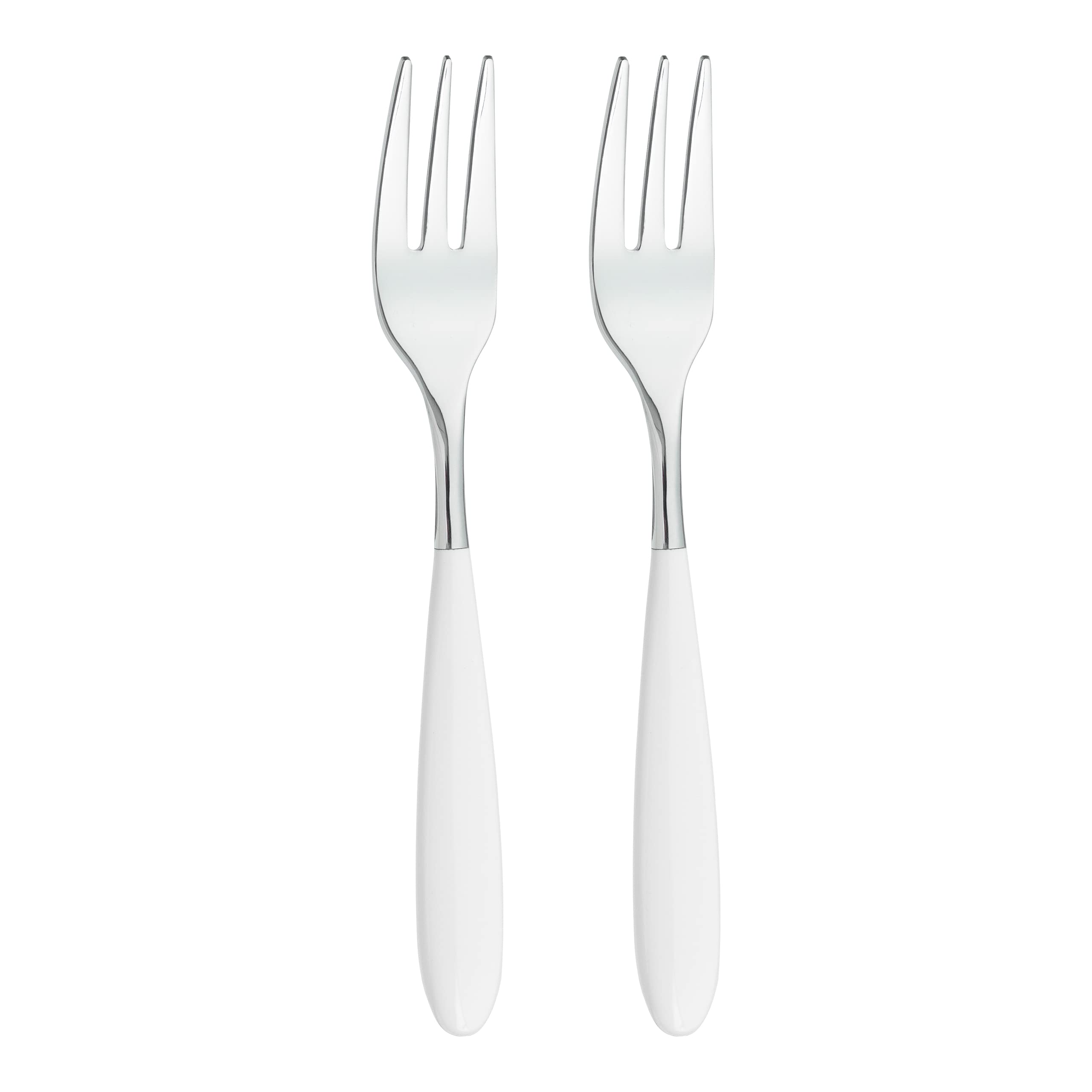 Grunwerg Yin & Yang Pastry Forks 2PAF650W, 18/10 Stainless Steel, Set of 2, White