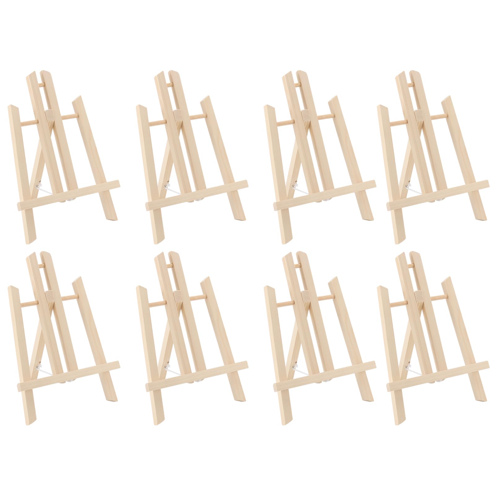 MOUYAT 8 Pack Wooden Tabletop Easel, 40x22 cm Portable Desk Easel Stand for Artists, Beginners, and Professionals, Small Adjustable Painting Stand for Canvas, Drawing, and Display,