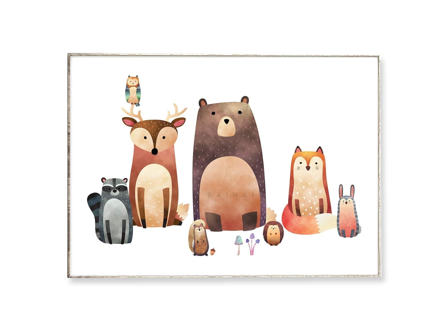 Kunstdruck Poster Bild WALDFREUNDE -ungerahmt- Tiere, Kinderzimmer