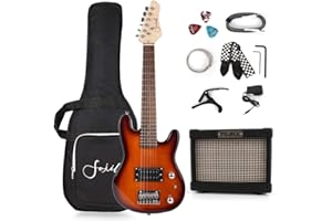 Fojill 30 Inch Kid Teen Child Children Beginner Kit Electric Guitar Guitars Set Starter Package with Amplifier, 600D Bag,Picks, Cable, Strap, Extra Strings(Mini Kit, Sunburst)
