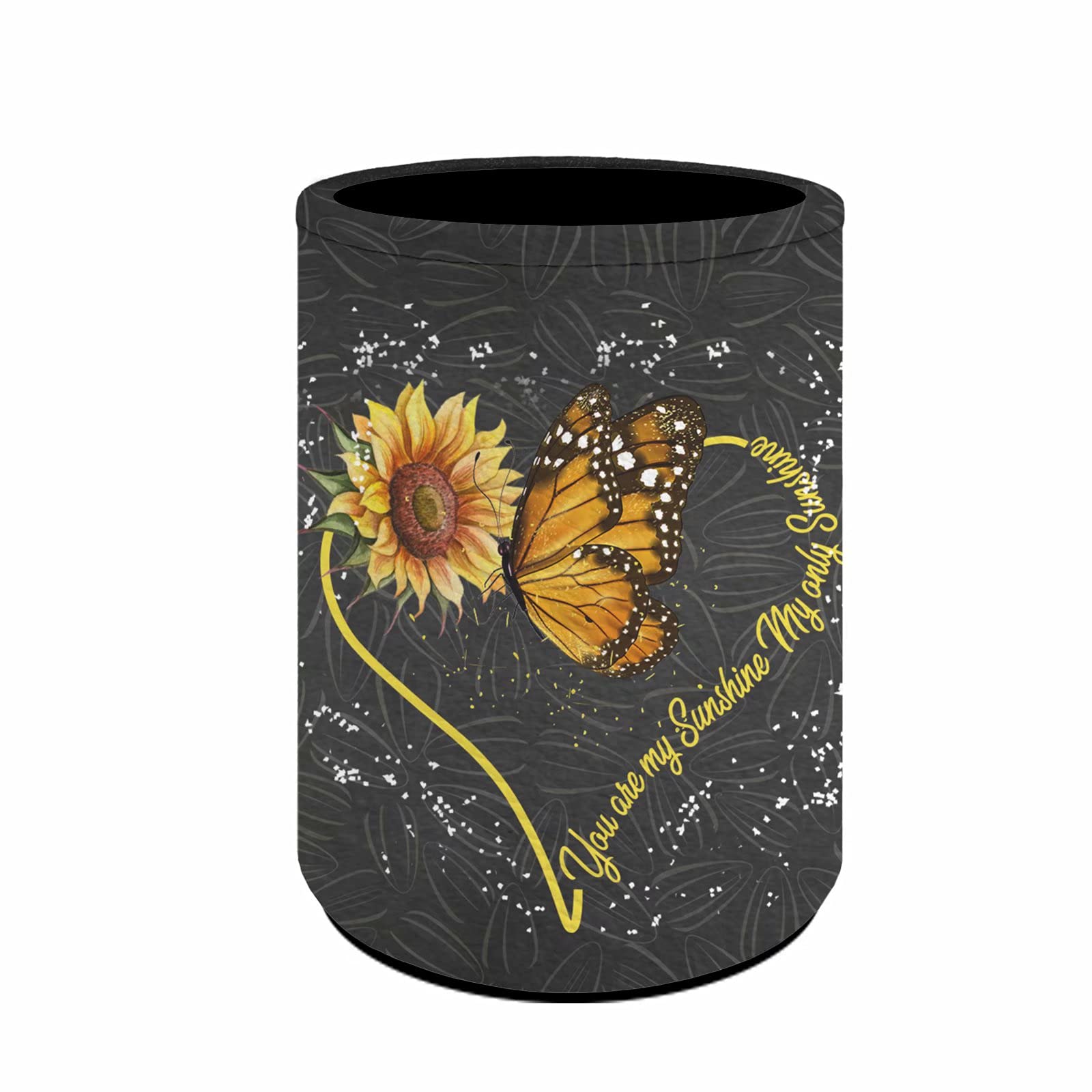 chaqlin Sunflower Butterflies Printed Desk Pen Holder,PU Leather Pencil Cup Pot for Kids Desk Organizer Makeup Brush Holder,Sunflower Stationery Office Supplies