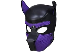Moleney Adults Neoprene Puppy Hood Mask, Removable Cosplay Dog Full Face Pup Hood Mask