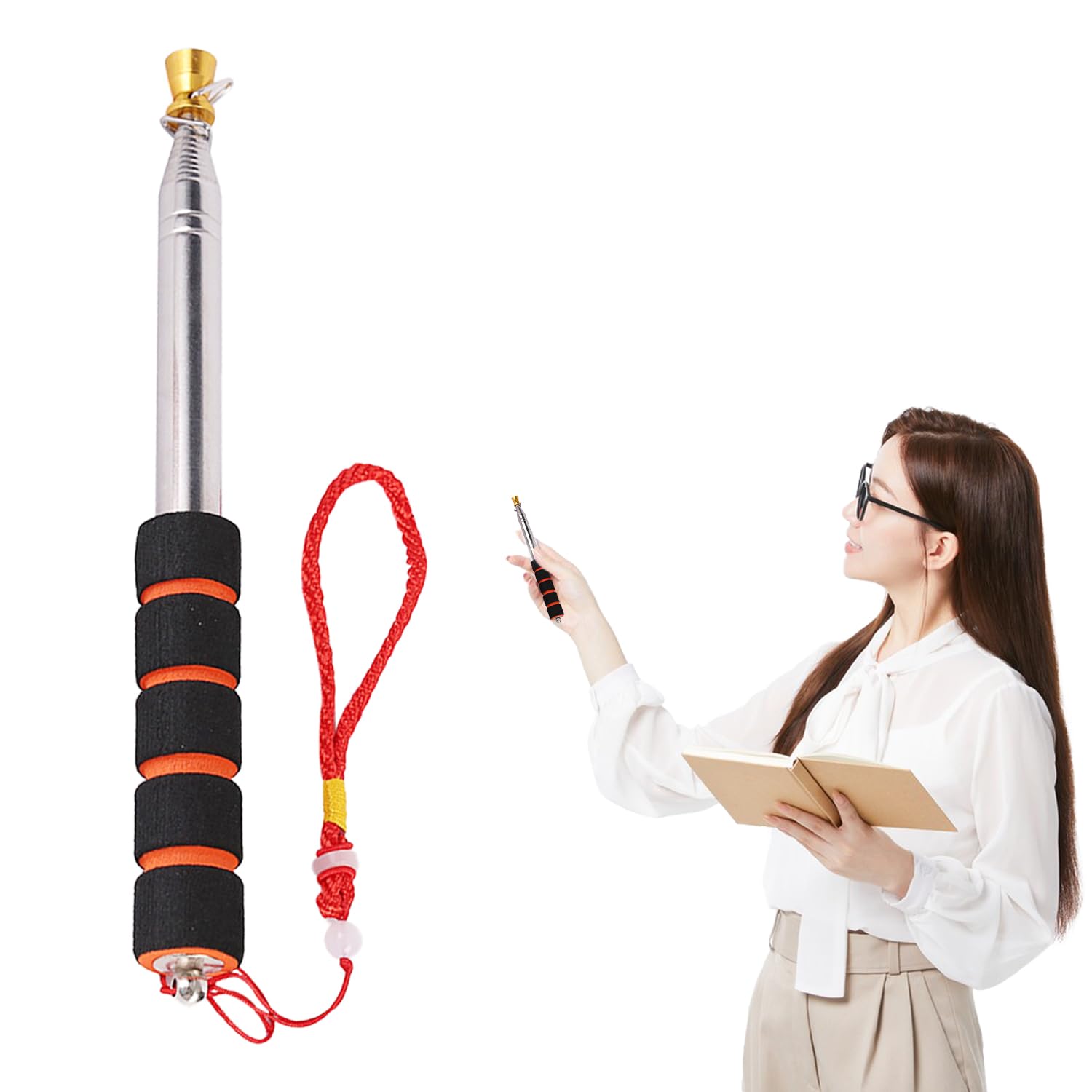 HAICN Telescopic Handheld Flagpoles 2m Extendable Flag Stick Sponge Handle Stainless Steel Telescoping Flagpoles for Tour Guide Flag Banner Teachers Teaching