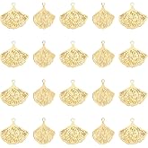 UNICRAFTALE 30pcs Real 18K Gold Plated Leaf Charm Stainless Steel Ginkgo Charms Plant Charms Autumn Leaves Drop Dangle Earrings Charm for Bracelet Necklace DIY Jewelry Making