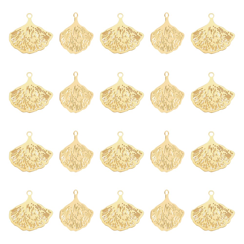 UNICRAFTALE 30pcs Gold Plated 201 Stainless Steel Ginkgo Leaf Charms Etched Metal Embellishments Plant Pendants Autumn Leaves Earrings Charm for Bracelet Necklace DIY Jewelry Making