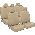 BDK 9-Piece Beige Leather Car Seat Cover Full Set, Front Seat Cover and Rear Bench Seat Cover, Universal Fit Car Seat Covers for Cars Trucks SUVs Vans, Complete Full Coverage Protection For Vehicles